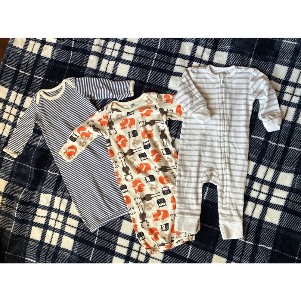 Baby Sleeper Bundle 0-6M Multi Hanes Hudson Baby Color Stripe Woodland Sleepers